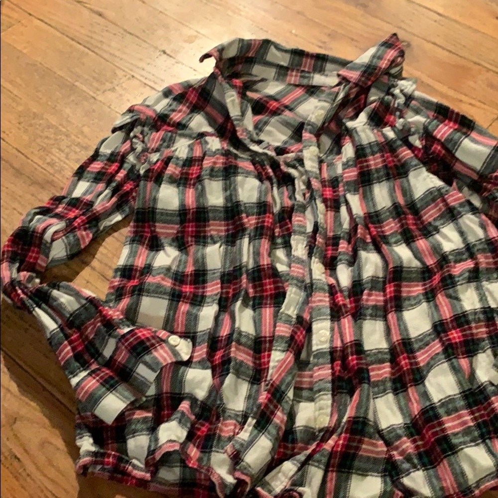 Button up, plaid, long sleeve shirt